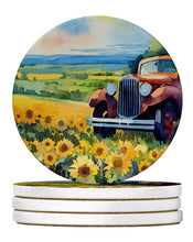 Load image into Gallery viewer, Kansas Sunflowers in Watercolor Large Sandstone Coasters Pack of 4