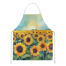 Load image into Gallery viewer, Kansas Sunflowers in Watercolor Apron – Artist-Designed Kitchen, BBQ &amp; Craft Apron