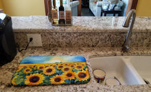 Load image into Gallery viewer, Kansas Sunflowers in Watercolor Dish Drying Mat