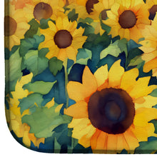 Load image into Gallery viewer, Kansas Sunflowers in Watercolor Dish Drying Mat