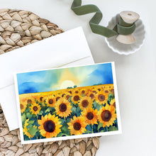 Load image into Gallery viewer, Kansas Sunflowers in Watercolor Greeting Cards -  Blank Note Cards – 8-Pack of Artist-Designed Cards with Envelopes