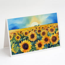 Load image into Gallery viewer, Kansas Sunflowers in Watercolor Greeting Cards -  Blank Note Cards – 8-Pack of Artist-Designed Cards with Envelopes