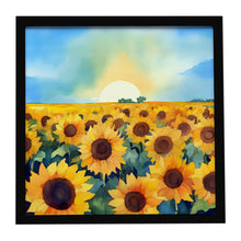 Load image into Gallery viewer, Kansas Sunflowers in Watercolor Framed Metal Print