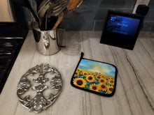 Load image into Gallery viewer, Kansas Sunflowers in Watercolor Pair of Pot Holders