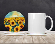 Load image into Gallery viewer, Kansas Sunflowers in Watercolor Large Sandstone Coasters Pack of 4