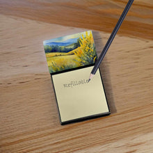 Load image into Gallery viewer, Kentucky Goldenrod in Watercolor Sticky Note Holder- Refiilable Desk Accessory Note Pad