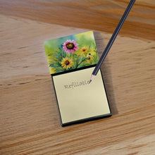 Load image into Gallery viewer, Kentucky Goldenrod in Watercolor Sticky Note Holder- Refiilable Desk Accessory Note Pad