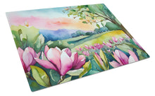Load image into Gallery viewer, Louisiana Magnolias in Watercolor Glass Cutting Boards – Durable, Decorative Kitchen Art Large