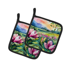Load image into Gallery viewer, Louisiana Magnolias in Watercolor Pair of Pot Holders