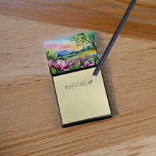 Load image into Gallery viewer, Louisiana Magnolias in Watercolor Sticky Note Holder- Refiilable Desk Accessory Note Pad