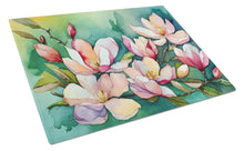 Load image into Gallery viewer, Louisiana Magnolias in Watercolor Glass Cutting Boards – Durable, Decorative Kitchen Art Large