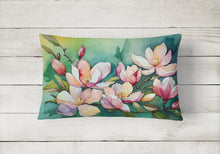 Load image into Gallery viewer, Louisiana Magnolias in Watercolor Fabric Decorative Pillow