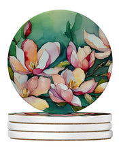 Load image into Gallery viewer, Louisiana Magnolias in Watercolor Large Sandstone Coasters Pack of 4