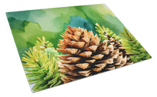 Load image into Gallery viewer, Maine White Pine Cone and Tassels in Watercolor Glass Cutting Boards – Durable, Decorative Kitchen Art Large