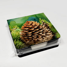 Load image into Gallery viewer, Maine White Pine Cone and Tassels in Watercolor PU Leather Note Paper Holder