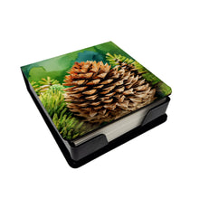Load image into Gallery viewer, Maine White Pine Cone and Tassels in Watercolor PU Leather Note Paper Holder