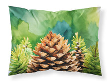 Load image into Gallery viewer, Maine White Pine Cone and Tassels in Watercolor Fabric Standard Pillowcase – Artistic Decorative Front, White Back