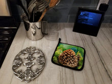 Load image into Gallery viewer, Maine White Pine Cone and Tassels in Watercolor Pair of Pot Holders
