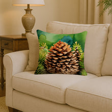 Load image into Gallery viewer, Maine White Pine Cone and Tassels in Watercolor Throw Pillow