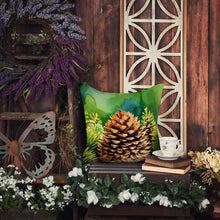 Load image into Gallery viewer, Maine White Pine Cone and Tassels in Watercolor Throw Pillow