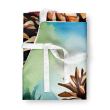 Load image into Gallery viewer, Maine White Pine Cone and Tassels in Watercolor Apron – Artist-Designed Kitchen, BBQ &amp; Craft Apron