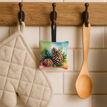 Load image into Gallery viewer, Maine White Pine Cone and Tassels in Watercolor Hanging Square Fabric Ornament 3.5 × 3.5