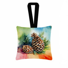 Load image into Gallery viewer, Maine White Pine Cone and Tassels in Watercolor Hanging Square Fabric Ornament 3.5 × 3.5