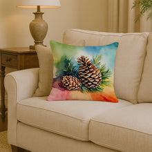Load image into Gallery viewer, Maine White Pine Cone and Tassels in Watercolor Throw Pillow