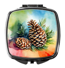 Load image into Gallery viewer, Maine White Pine Cone and Tassels in Watercolor Compact Mirror