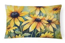 Load image into Gallery viewer, Maryland Black-Eyed Susans in Watercolor Fabric Decorative Pillow