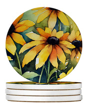 Load image into Gallery viewer, Maryland Black-Eyed Susans in Watercolor Large Sandstone Coasters Pack of 4
