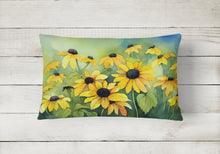 Load image into Gallery viewer, Maryland Black-Eyed Susans in Watercolor Fabric Decorative Pillow