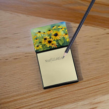 Load image into Gallery viewer, Maryland Black-Eyed Susans in Watercolor Sticky Note Holder- Refiilable Desk Accessory Note Pad