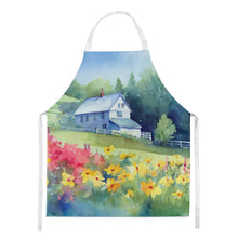 Load image into Gallery viewer, Massachusetts Mayflowers in Watercolor Apron – Artist-Designed Kitchen, BBQ &amp; Craft Apron