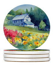 Load image into Gallery viewer, Massachusetts Mayflowers in Watercolor Large Sandstone Coasters Pack of 4