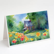 Load image into Gallery viewer, Massachusetts Mayflowers in Watercolor Greeting Cards -  Blank Note Cards – 8-Pack of Artist-Designed Cards with Envelopes