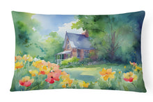 Load image into Gallery viewer, Massachusetts Mayflowers in Watercolor Fabric Decorative Pillow