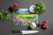 Load image into Gallery viewer, Massachusetts Mayflowers in Watercolor Glass Cutting Boards – Durable, Decorative Kitchen Art Large