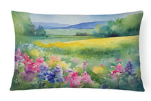 Load image into Gallery viewer, Massachusetts Mayflowers in Watercolor Fabric Decorative Pillow