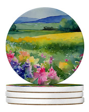 Load image into Gallery viewer, Massachusetts Mayflowers in Watercolor Large Sandstone Coasters Pack of 4