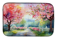 Load image into Gallery viewer, Michigan Apple Blossoms in Watercolor Dish Drying Mat