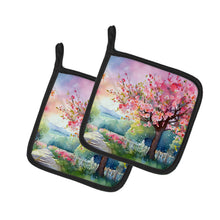 Load image into Gallery viewer, Michigan Apple Blossoms in Watercolor Pair of Pot Holders