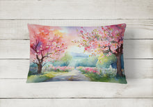 Load image into Gallery viewer, Michigan Apple Blossoms in Watercolor Fabric Decorative Pillow