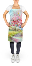 Load image into Gallery viewer, Michigan Apple Blossoms in Watercolor Apron – Artist-Designed Kitchen, BBQ &amp; Craft Apron