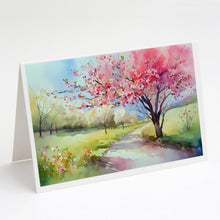 Load image into Gallery viewer, Michigan Apple Blossoms in Watercolor Greeting Cards -  Blank Note Cards – 8-Pack of Artist-Designed Cards with Envelopes
