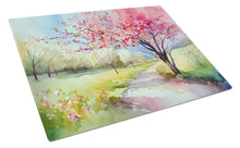 Load image into Gallery viewer, Michigan Apple Blossoms in Watercolor Glass Cutting Boards – Durable, Decorative Kitchen Art Large