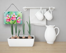 Load image into Gallery viewer, Minnesota Pink and White Lady’s Slippers in Watercolor Wall or Door Hanging Prints