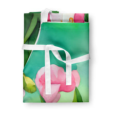 Load image into Gallery viewer, Minnesota Pink and White Lady�s Slippers in Watercolor Apron – Artist-Designed Kitchen, BBQ &amp; Craft Apron