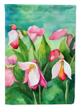 Load image into Gallery viewer, Minnesota Pink and White Lady's Slippers in Watercolor House Flag