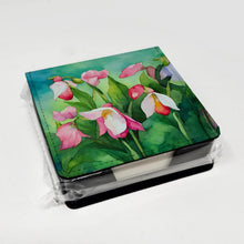 Load image into Gallery viewer, Minnesota Pink and White Lady’s Slippers in Watercolor PU Leather Note Paper Holder